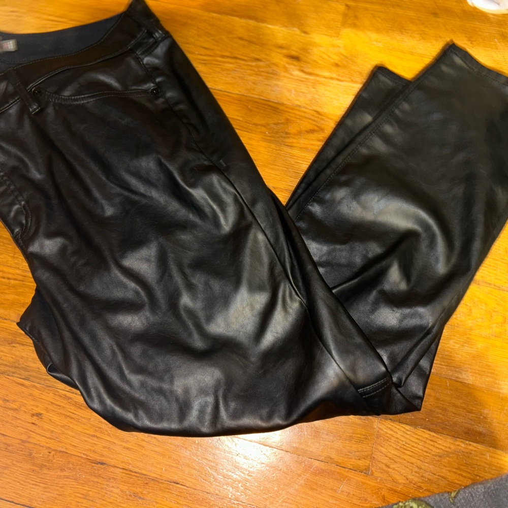 Torrid  size 18 Tall Black Leather Straight Leg Pants